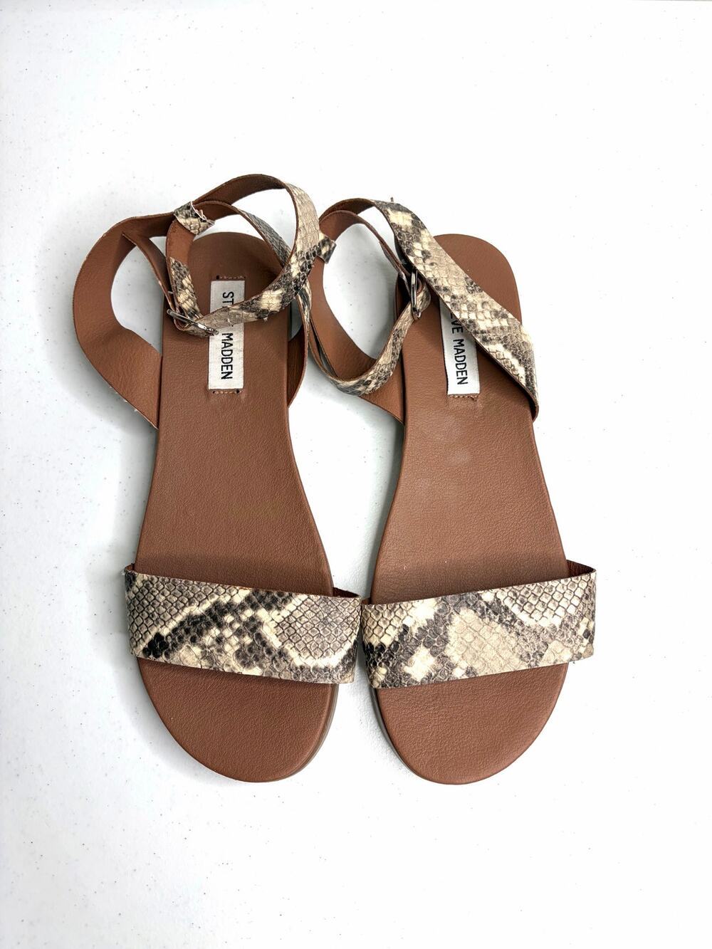 Steve Madden Dina Sandals Sz 9.5 Snakeskin Beach Resort Chic Maximalism